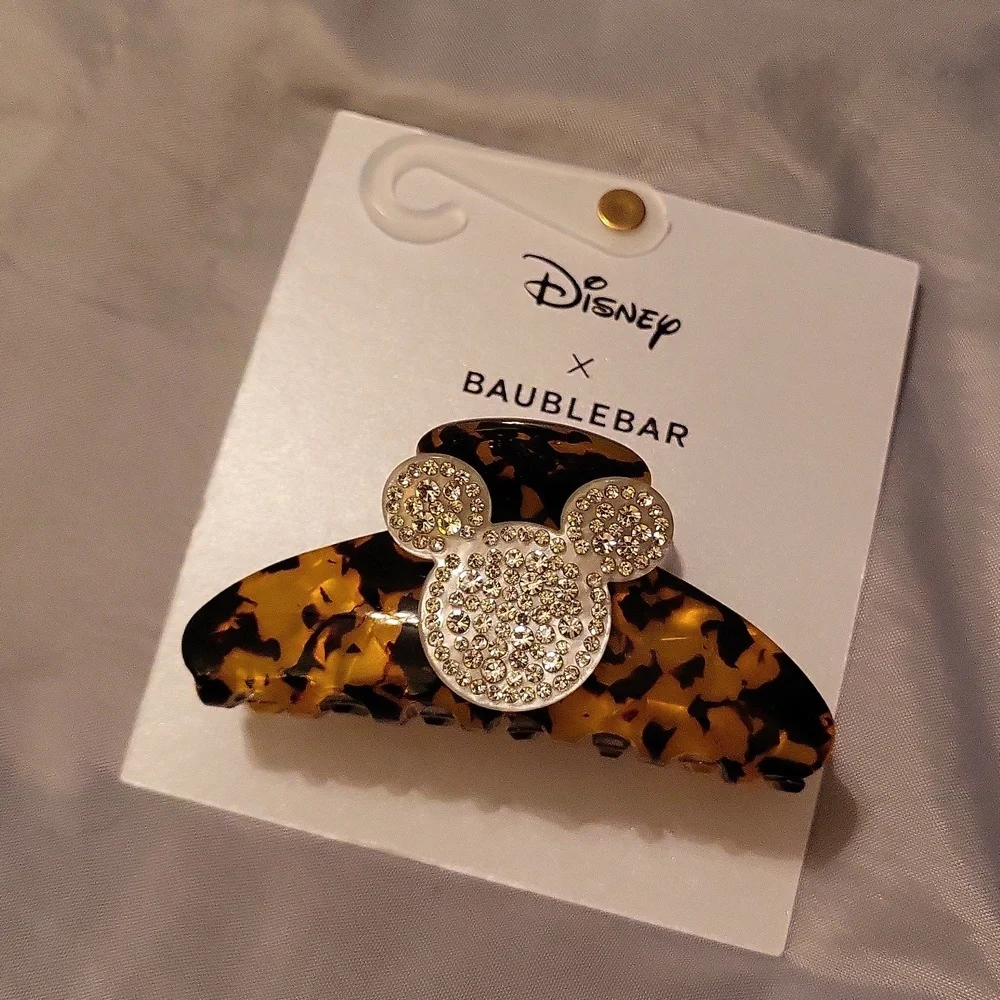 Mickey hair clip gem detail new on card